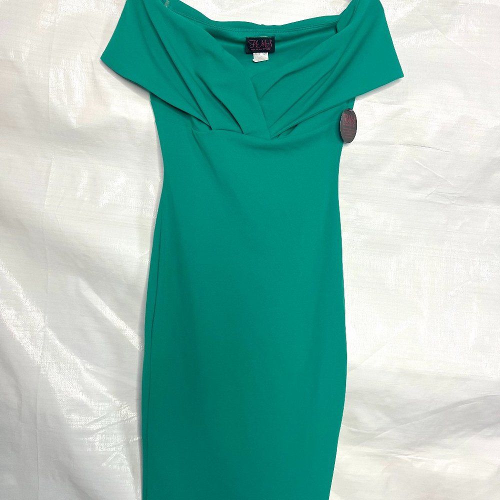 Off Shoulder BodyCon Green Dress